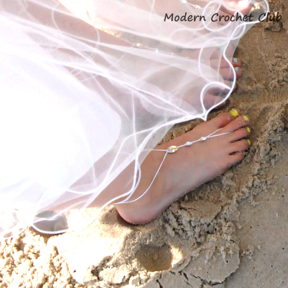 Simple Swarovski Barefoot Sandals for girls